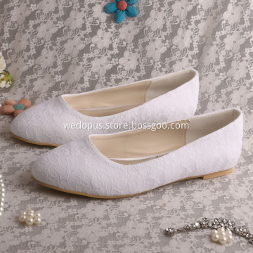 White Wedding Flat Shoes for Bride